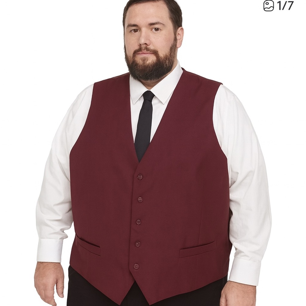 Gilberti Elegant Burgundy Men's Vest Big and Tall size 6xl